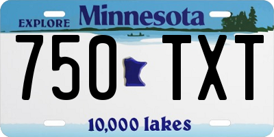 MN license plate 750TXT
