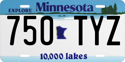 MN license plate 750TYZ