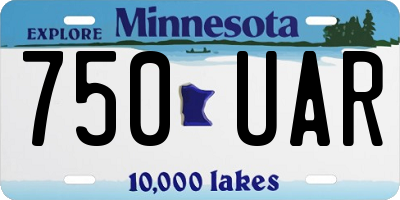 MN license plate 750UAR