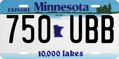 MN license plate 750UBB