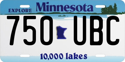 MN license plate 750UBC