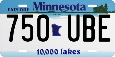 MN license plate 750UBE