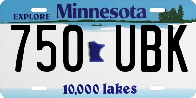 MN license plate 750UBK
