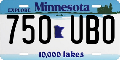 MN license plate 750UBO
