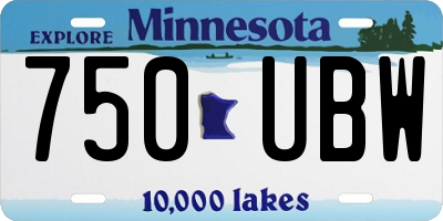 MN license plate 750UBW