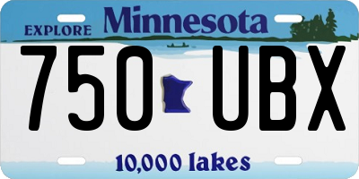 MN license plate 750UBX