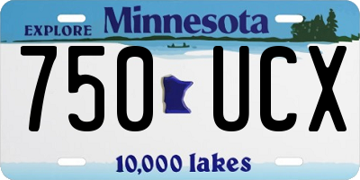 MN license plate 750UCX