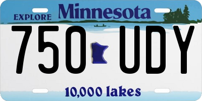 MN license plate 750UDY