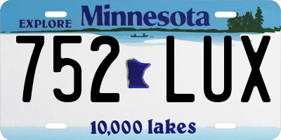 MN license plate 752LUX