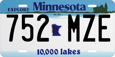MN license plate 752MZE