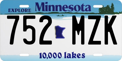 MN license plate 752MZK