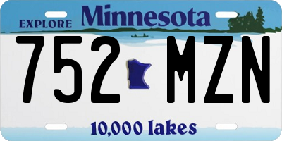 MN license plate 752MZN