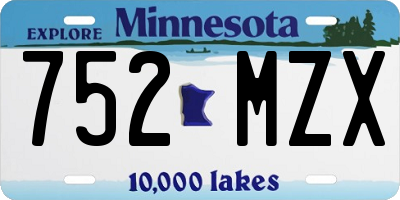 MN license plate 752MZX