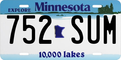 MN license plate 752SUM