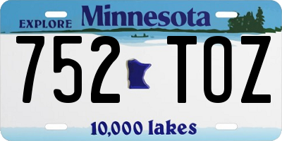 MN license plate 752TOZ