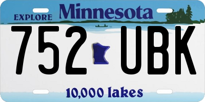 MN license plate 752UBK