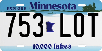 MN license plate 753LOT