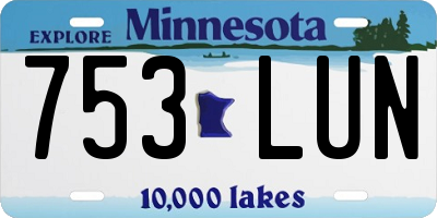 MN license plate 753LUN