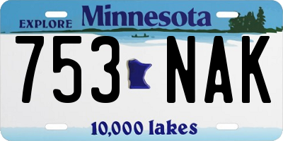 MN license plate 753NAK