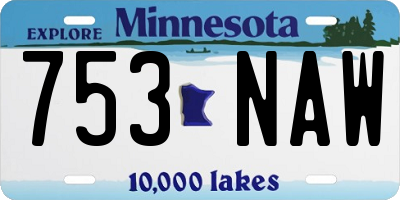 MN license plate 753NAW