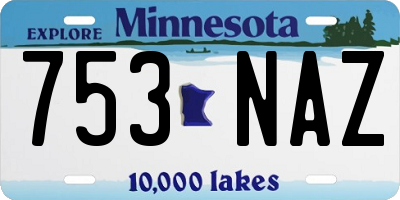 MN license plate 753NAZ
