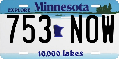 MN license plate 753NOW