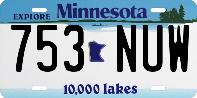 MN license plate 753NUW