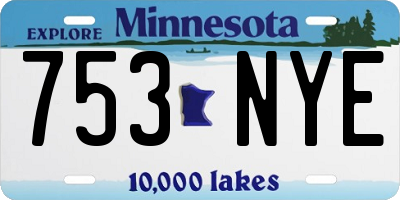 MN license plate 753NYE