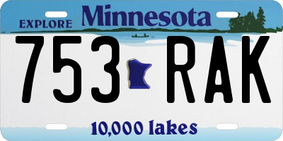 MN license plate 753RAK