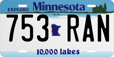 MN license plate 753RAN