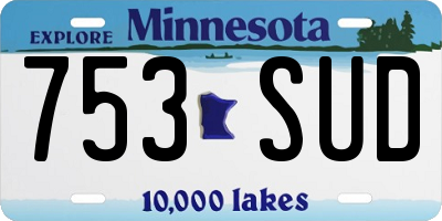 MN license plate 753SUD