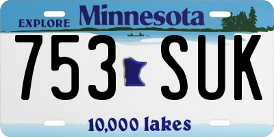 MN license plate 753SUK