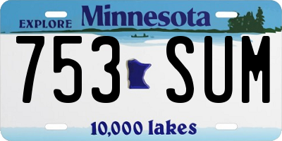 MN license plate 753SUM