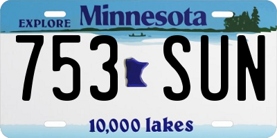 MN license plate 753SUN