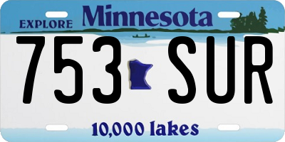 MN license plate 753SUR