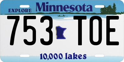 MN license plate 753TOE