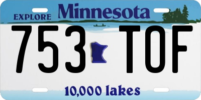 MN license plate 753TOF