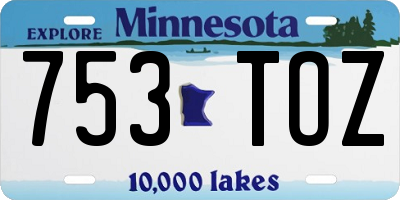 MN license plate 753TOZ