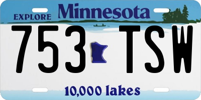 MN license plate 753TSW