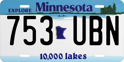 MN license plate 753UBN