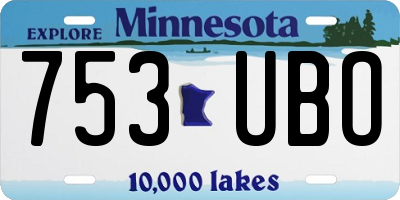 MN license plate 753UBO