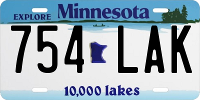 MN license plate 754LAK