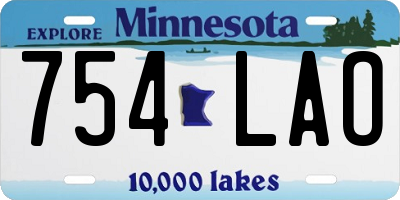 MN license plate 754LAO