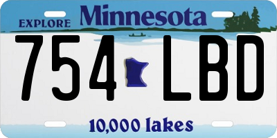 MN license plate 754LBD