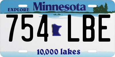 MN license plate 754LBE