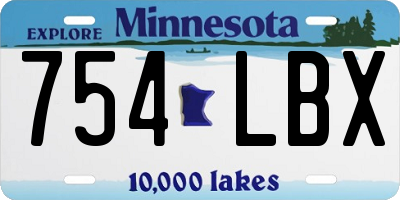 MN license plate 754LBX