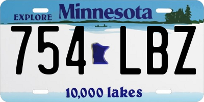 MN license plate 754LBZ