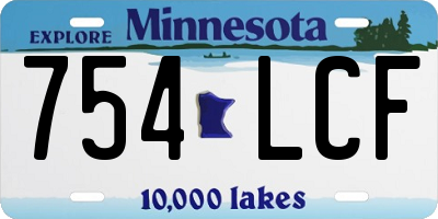 MN license plate 754LCF