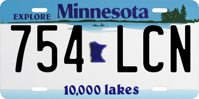 MN license plate 754LCN