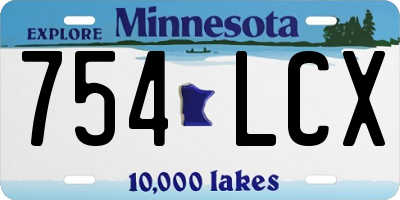 MN license plate 754LCX